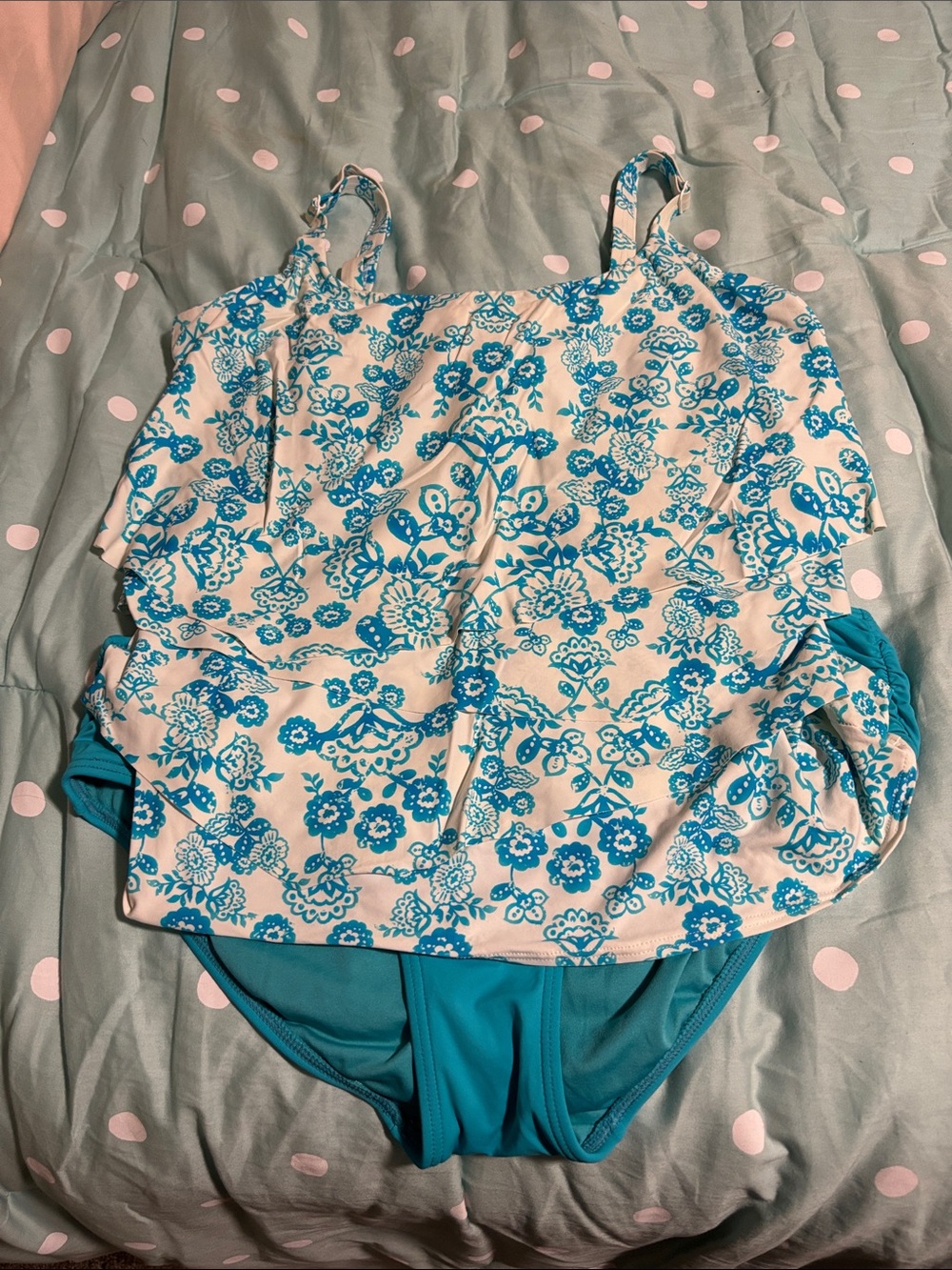 Coco Reef Blue Floral Tank One-Piece Swimsuit